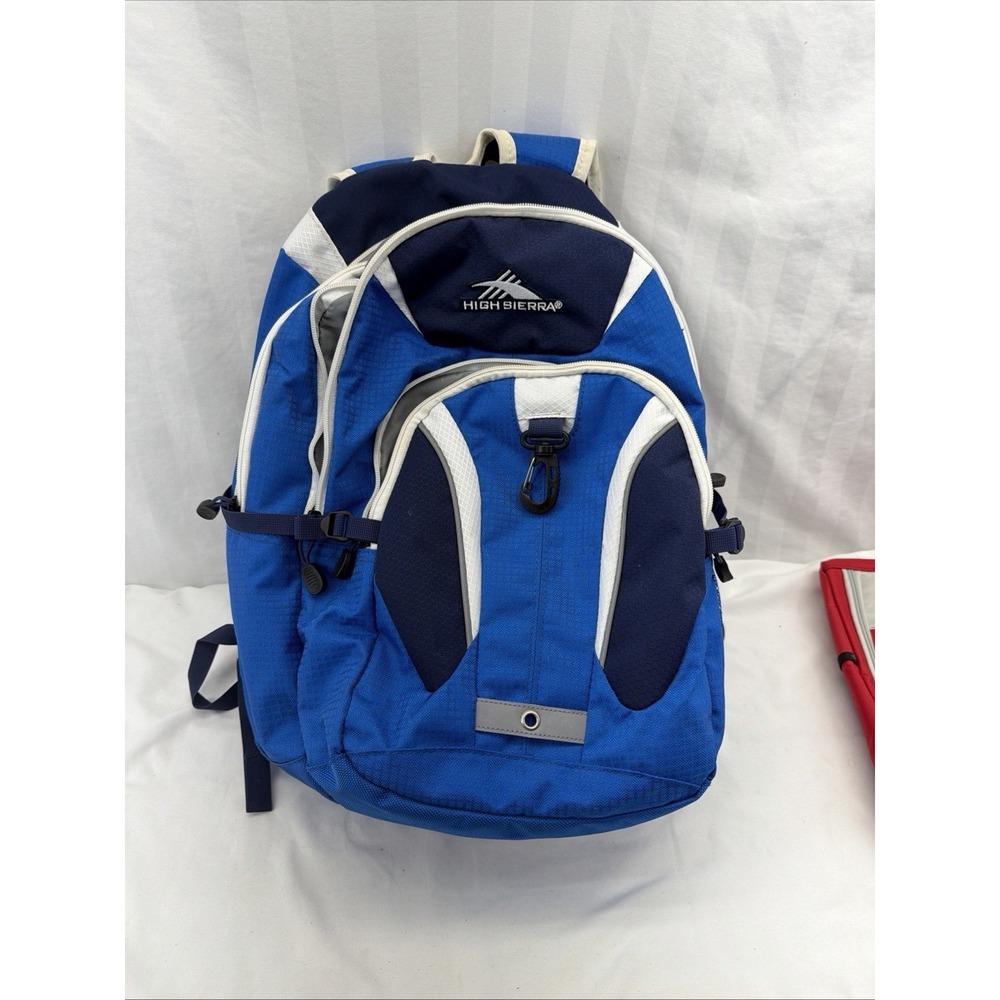 High Sierra Backpack Laptop RipRap Water Repel Everyday Hiking Camping Blue New